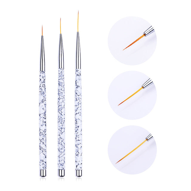 3Pcs UV Gel Nail Liner and Brush Set