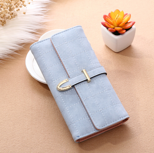Korean Style Long Wallet with Matte Diamond Pattern