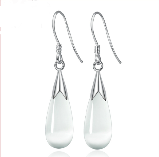 Elegant Cat Eye Stone Water Drop Earrings for Women