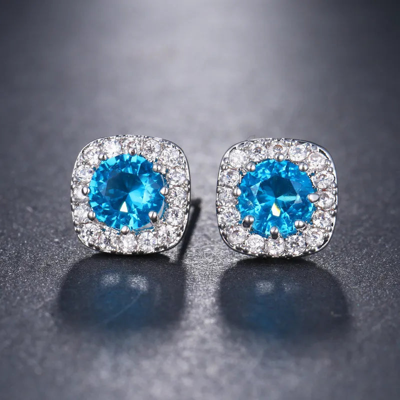 Fashionable Simple And Cute Disc Zircon Stud Earrings For Women