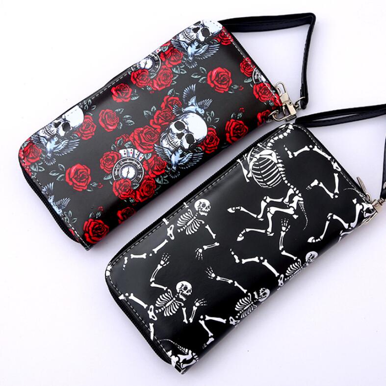 Colorful Skull Print Women's Long Clutch Wallet