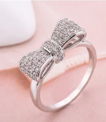 White Bow Zirconia Jewelry Ring