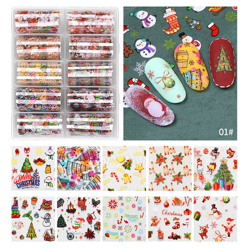 Christmas Galaxy Nail Transfer Stickers Set (10 Styles)