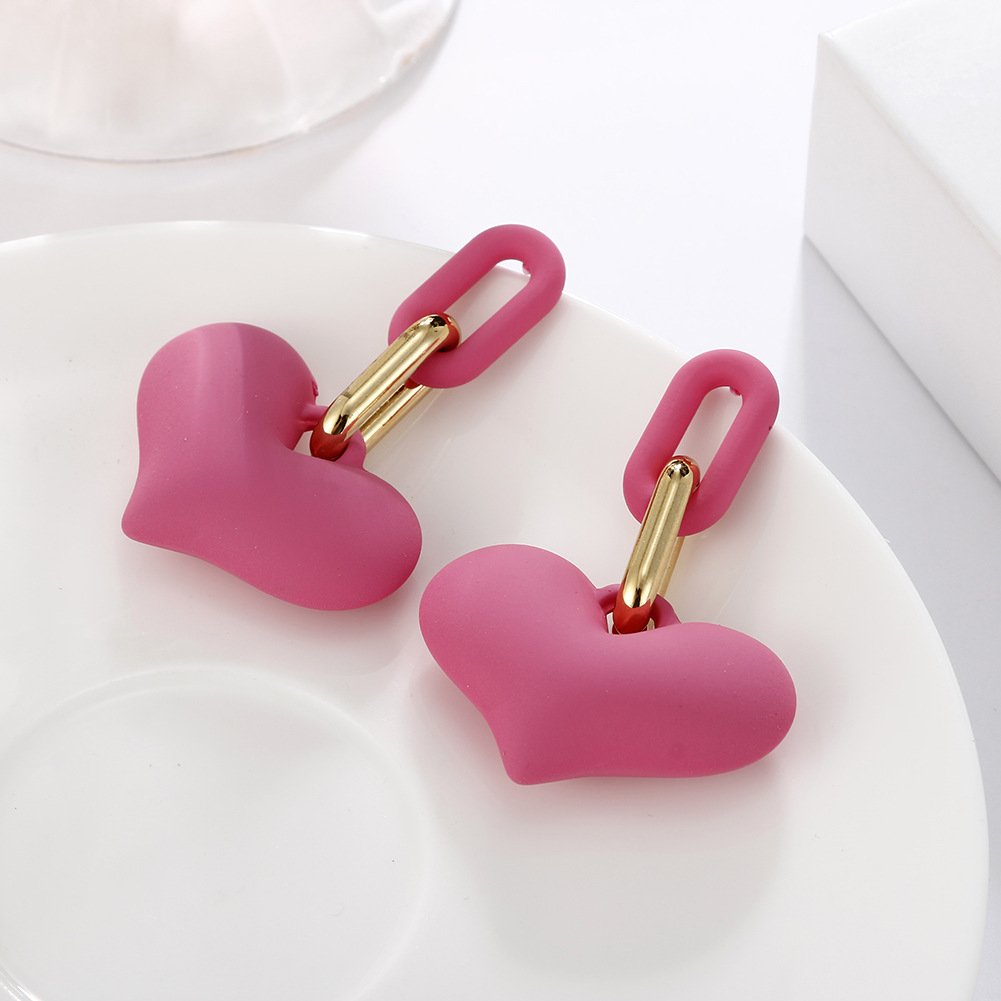 Candy Colored Love Earrings in Soft Rubber Finish