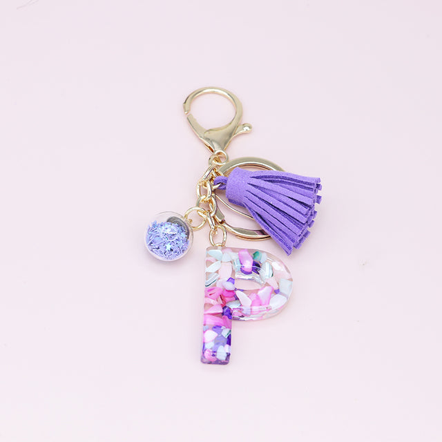 Fashion Tassel Keychains with A-Z Initials for Handbags
