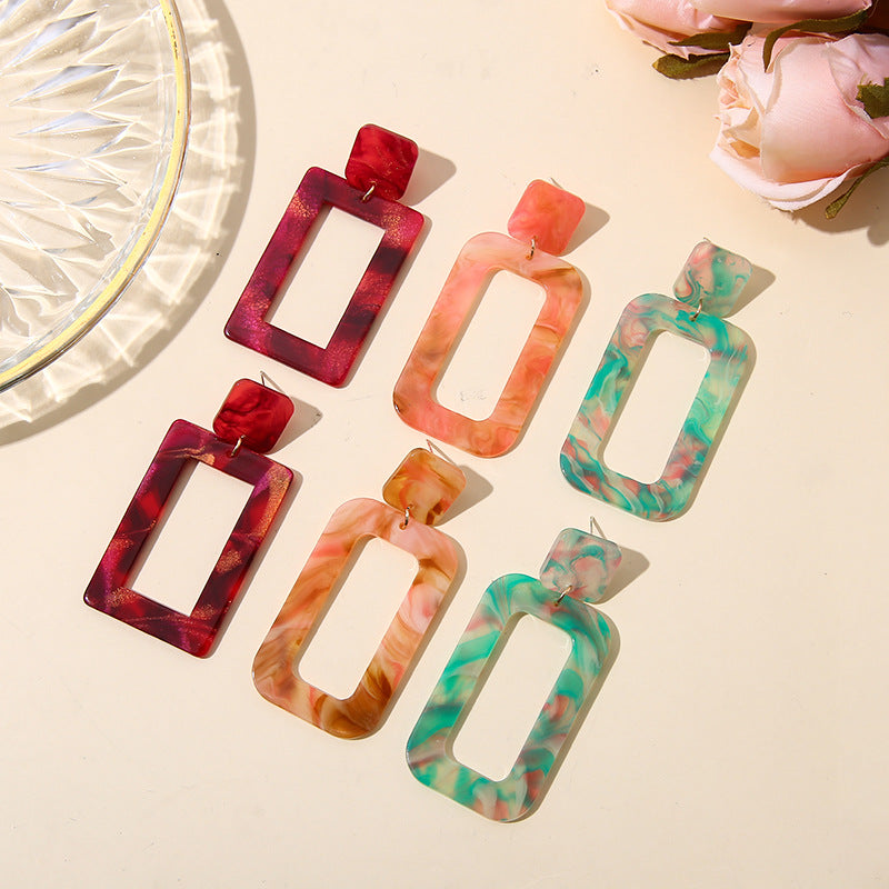 Geometric Acrylic Circle Earrings for Women’s Fashion