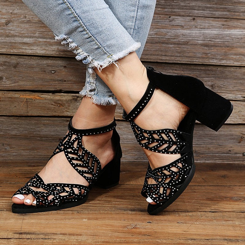 Fashionable Women’s Mesh High Heel Peep Toe Sandals