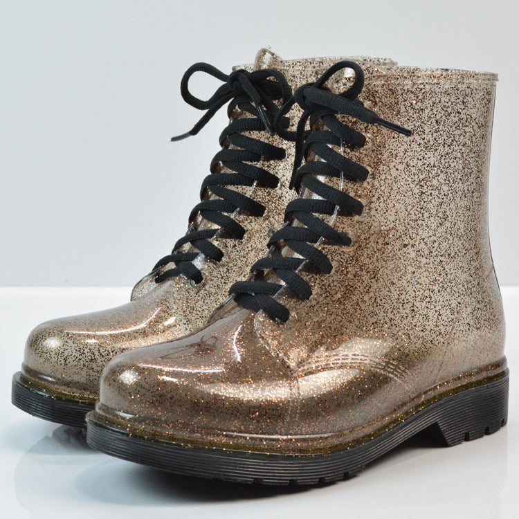 Fashionable Mid-Calf Lace-up Women’s Rain Boots
