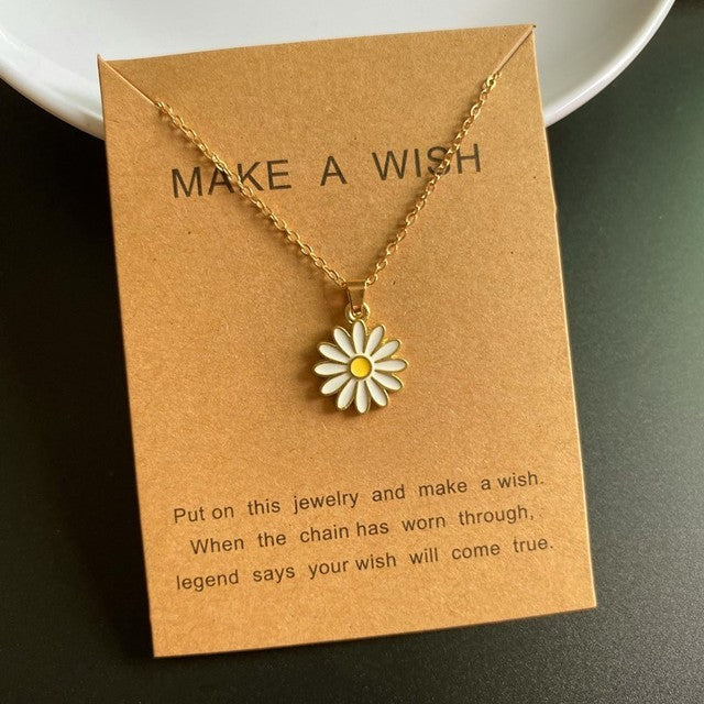 Korean Fashion Sunflower Necklace and Earring Set for Girls