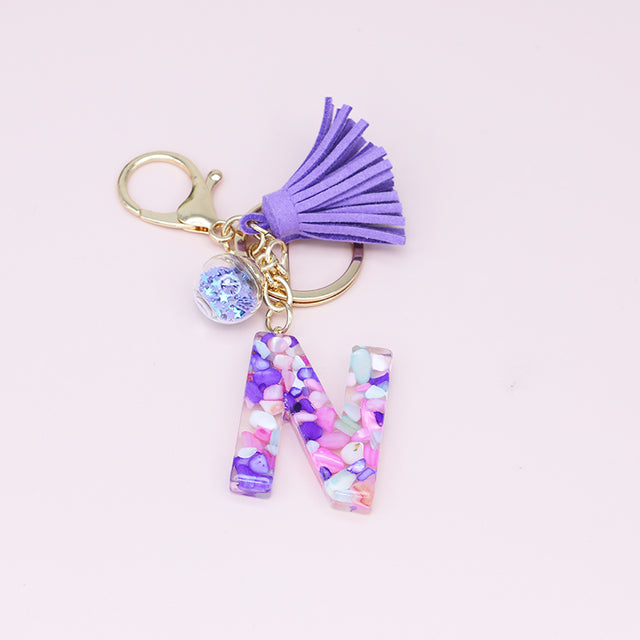 Fashion Tassel Keychains with A-Z Initials for Handbags