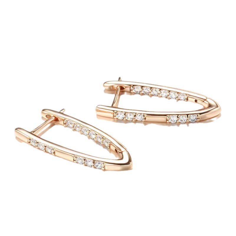 Minimalist V-Shape Gold-Plated Zircon Earrings for Women
