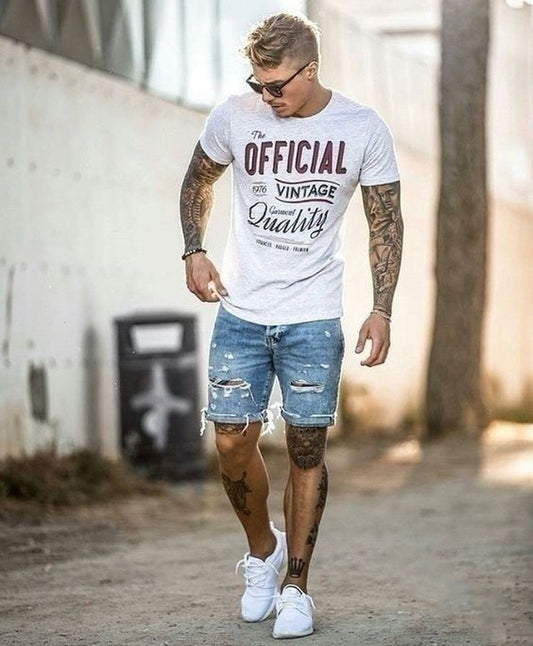 Men's Fashion Casual Loose Ripped Denim Shorts