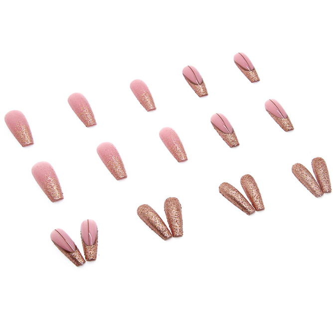 Ballerina Long Style Shiny Gold Wearable Nail Stickers