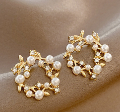 Petal Earrings, Pearl Studs, Colorful Drop Earrings