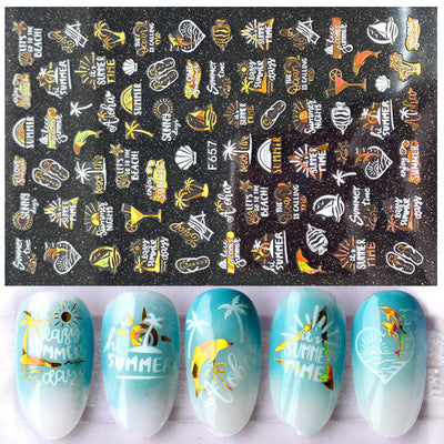3D Maple Leaf Flamingo Beach Nail Art Stickers