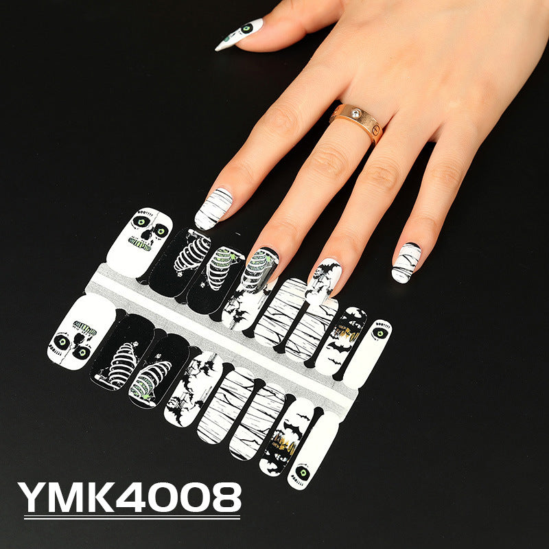Halloween Skull and Maple Leaf Nail Stickers Collection