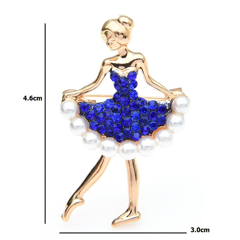 Fashion Alloy Dancing Girl Rhinestone Brooch Pin