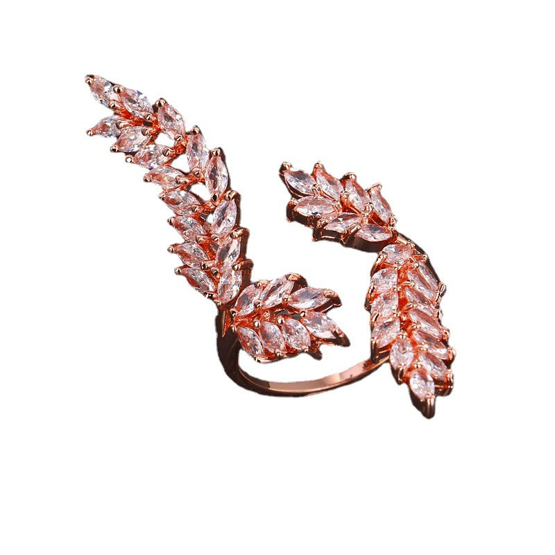 Fashionable Adjustable Women’s Zircon Ring in Rose Gold