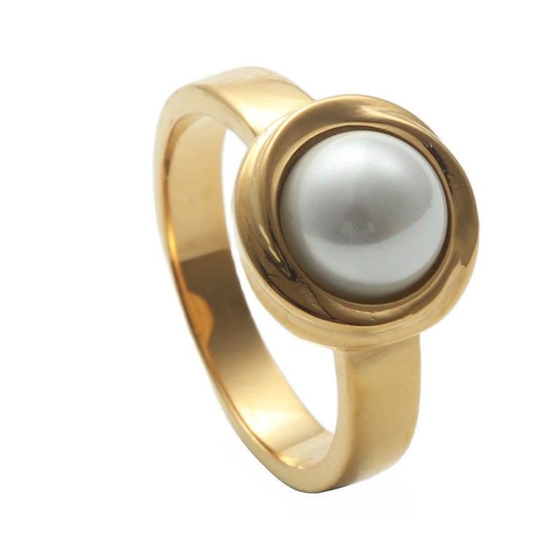 Fashion Titanium Steel Natural Stone Women's Ring
