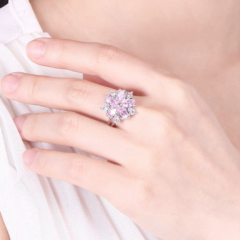 European-American Alloy Geometric Flower Ring Jewelry