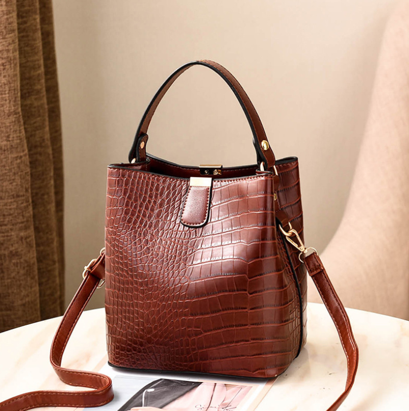 2019 Fashion Casual Women’s Crocodile Bucket Bag