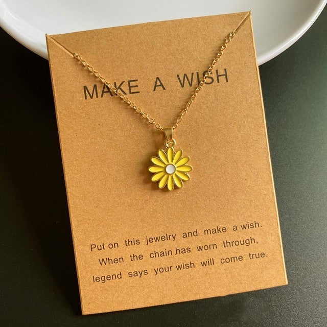 Korean Fashion Sunflower Necklace and Earring Set for Girls