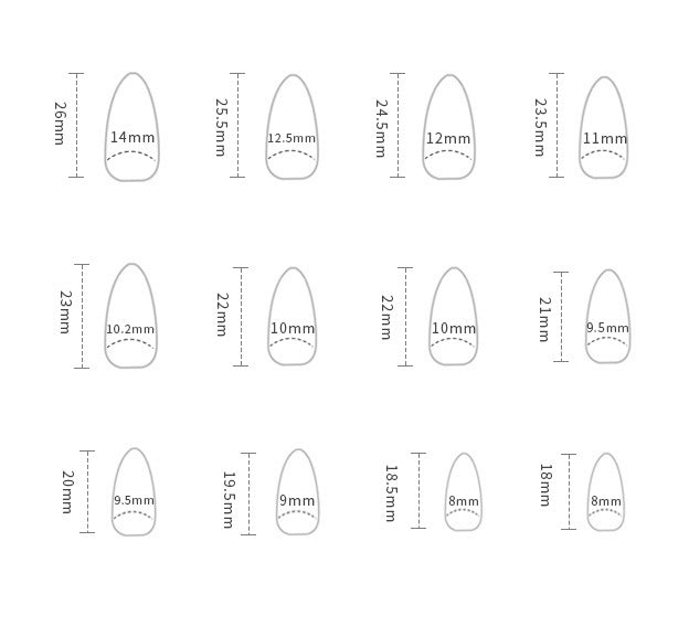 24pcs Shiny Acrylic Press On Almond Nail Tips