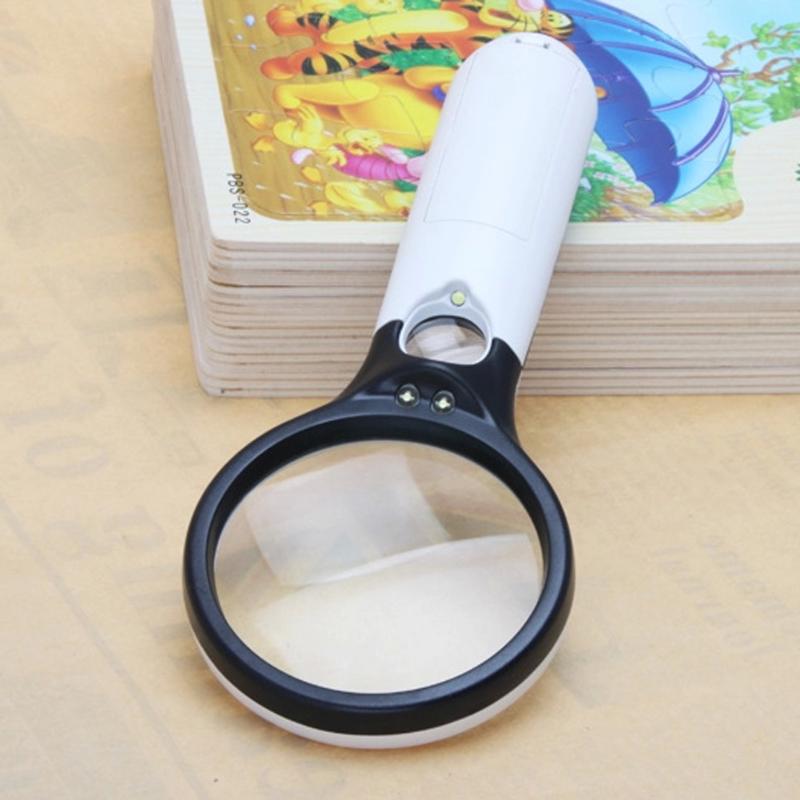 Handheld Magnifying Glass with 3 LED Lights for Reading