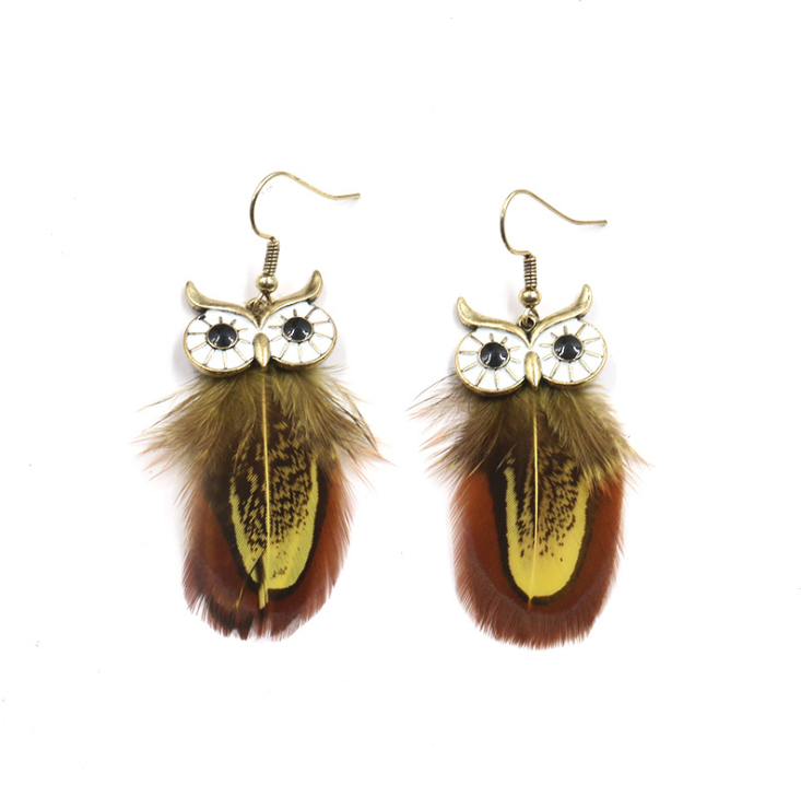 Owl Feather Earrings (Set of Owl Earrings)