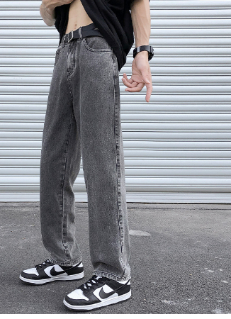 Men's Distressed Loose Fit Washed Jeans