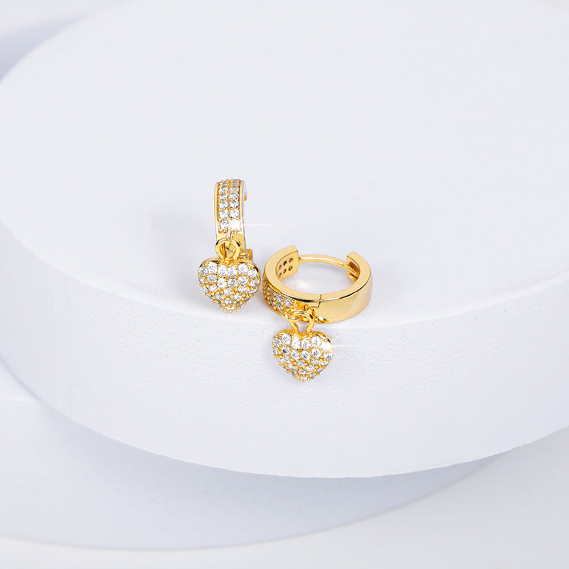 Fashion Heart-Shaped Earrings with Zirconia for Women