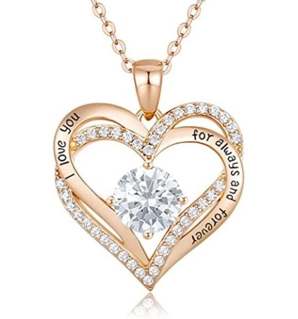 Double Heart Zircon Pendant Necklace – Women's Heart-Shaped Alloy Jewelry