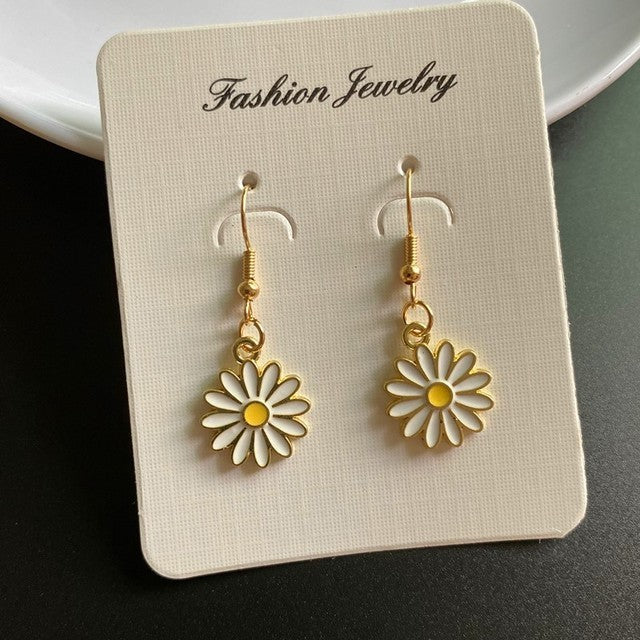 Korean Fashion Sunflower Necklace and Earring Set for Girls