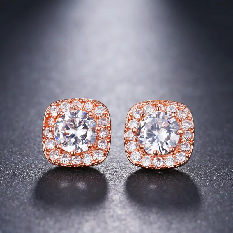 Fashionable Simple And Cute Disc Zircon Stud Earrings For Women