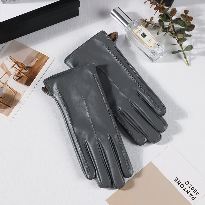 Women’s Warm Winter Leather Gloves with Touchscreen