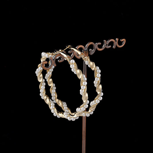 Metal Pearl Drop Earrings