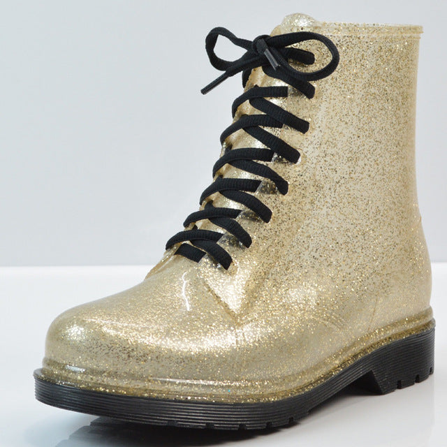 Fashionable Mid-Calf Lace-up Women’s Rain Boots