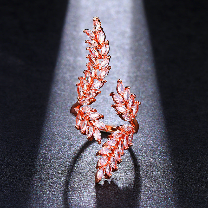 Fashionable Adjustable Women’s Zircon Ring in Rose Gold