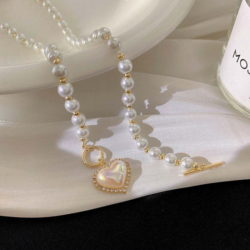 Korean and Japanese Heart Pearl Necklace for Women