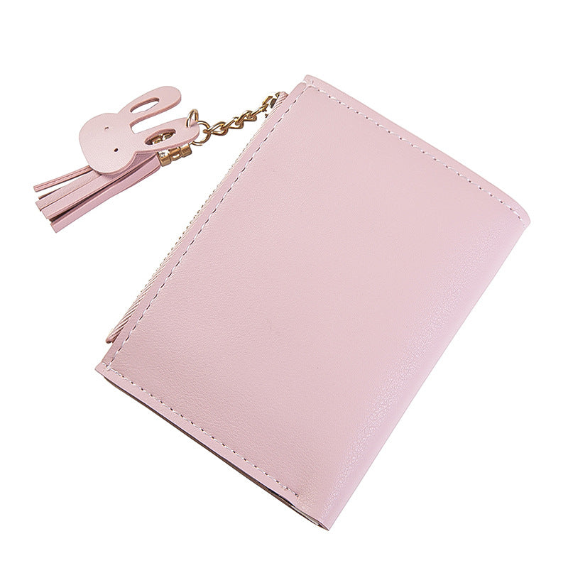 Trendy Short Women's Zipper Wallet with Tassels