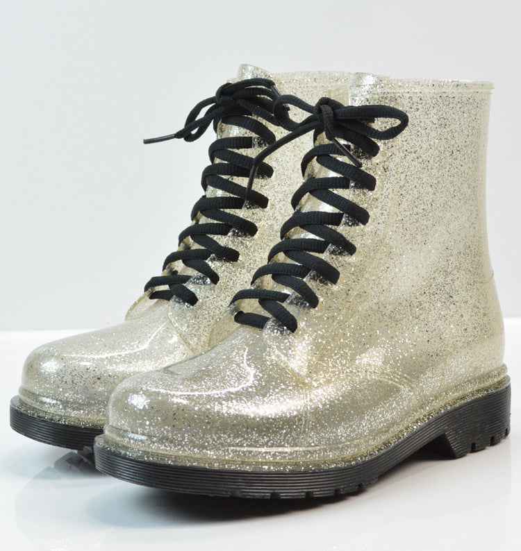 Fashionable Mid-Calf Lace-up Women’s Rain Boots