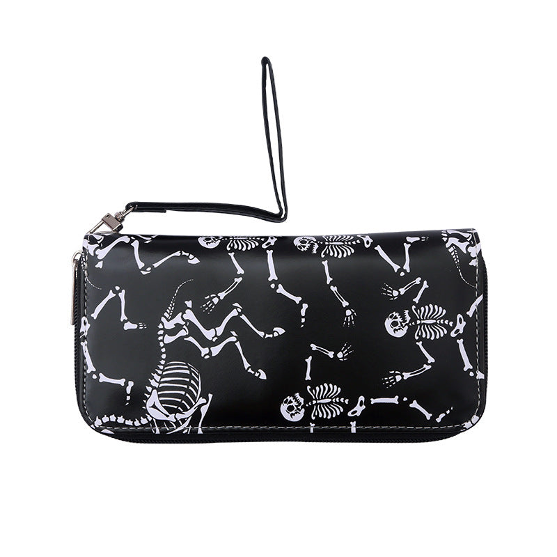 Colorful Skull Print Women's Long Clutch Wallet